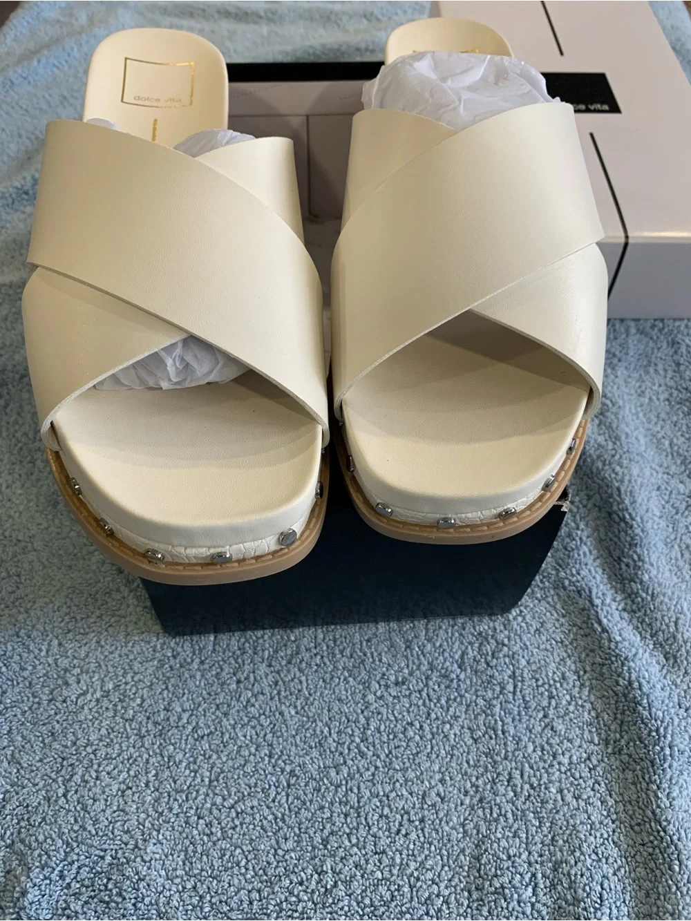 Dolce Vita Cream Cross-Strap Sandals